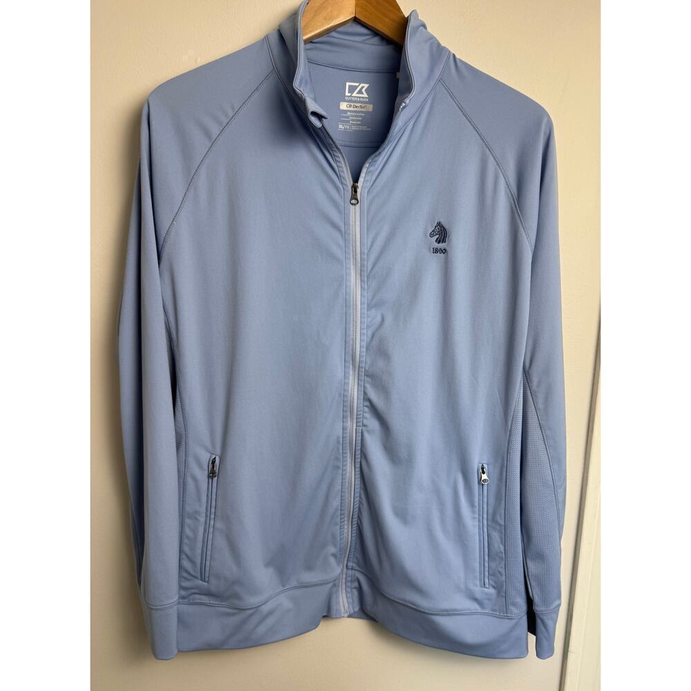 Cutter And Buck Drytec Full Zip Size XL Light Blue Zip Pockets Golf Breathable
